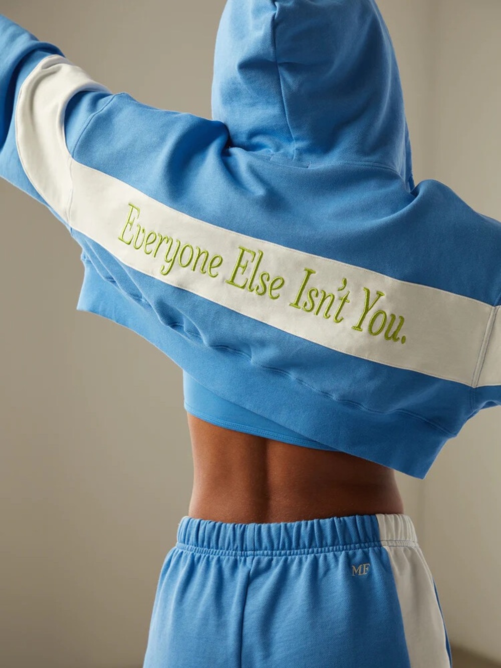 Mayfair Group “Everyone Isn’t You” Crop Hoodie, Shorts & Bra Set